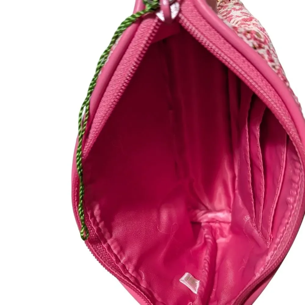 Vera Bradley Mesh Sequin Camocat Pink Wristlet cosmetic bag blooms notebook pen